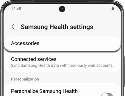 Accessories option in Samsung Health 